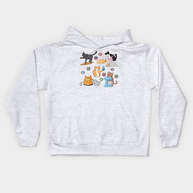 Baking Cats Kids Hoodie by Doodlecats 